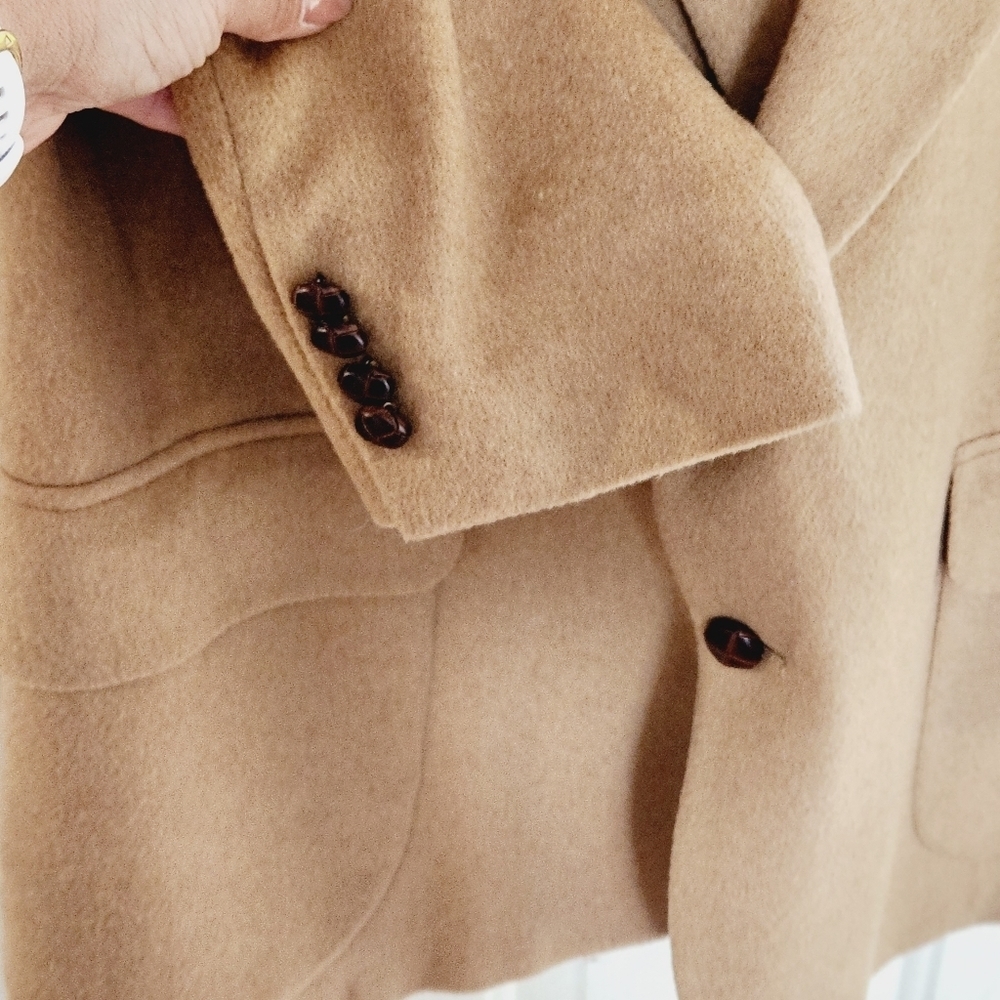 stafford Mens Beige Single Breasted Classic Fit Wool & Camel Hair Blend Blazer - Picture 8 of 11